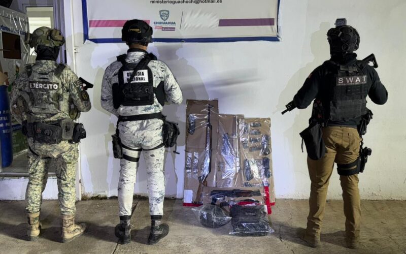 Asegura SSPE arsenal y equipo táctico durante operativo en Guachochi