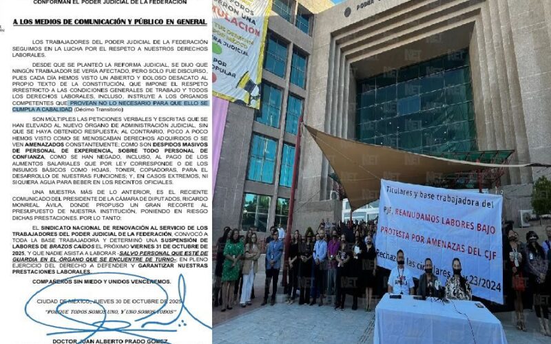 Suspenden labores 850 trabajadores en el Poder Judicial Federal de Chihuahua por recorte presupuestal y afectaciones laborales
