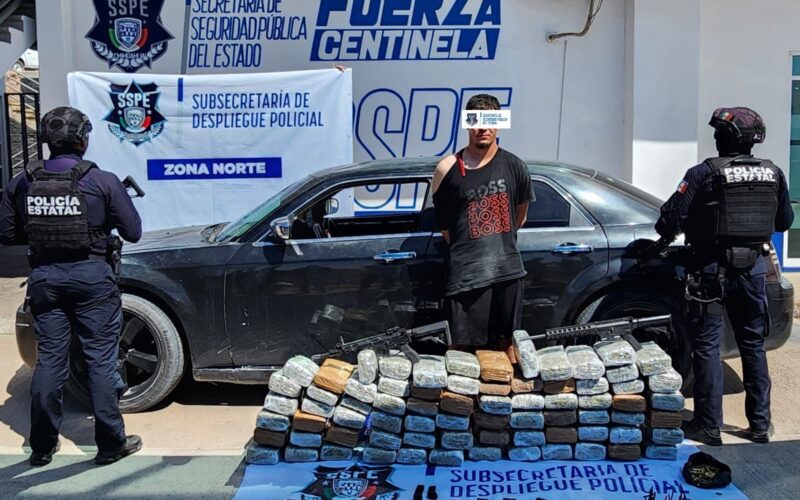 Aseguran 73 kilos de marihuana y armas en Ojinaga tras operativo de la SSPE