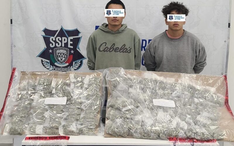 Detienen a dos con más de 2.9 kilos de marihuana en Juárez; refuerzan combate al narcomenudeo