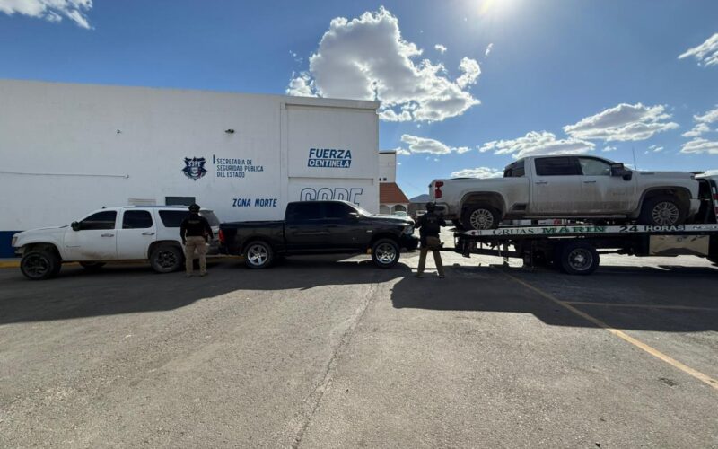 Operativo en Práxedis deja tres vehículos asegurados; dos tenían reporte de robo en EE.UU.