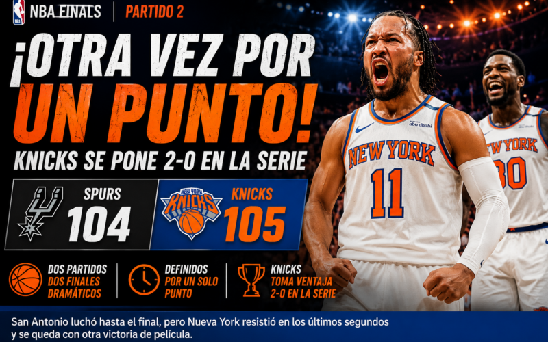 Knicks vuelve a ganar por la mínima y toma ventaja de 2-0 sobre Spurs en las Finales