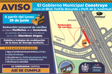 Habrá reducción de carriles en el Periférico de la Juventud por obras de incorporación