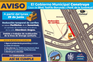Reducirán carriles en la lateral del Periférico de la Juventud por obras de drenaje