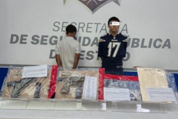 Captura SSPE a dos presuntos implicados en homicidios; aseguran armas, droga y vehículo robado en Juárez