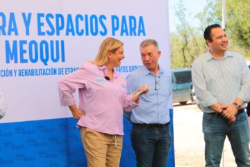 Pérez Pavía acompaña a Maru Campos durante gira de trabajo en Meoqui