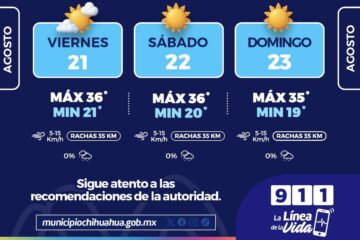 Alerta Protección Civil por calor de hasta 36°C durante el fin de semana en Chihuahua Capital