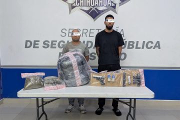 Detienen a dos con arma, más de 14 kilos de presunta marihuana y dos granadas en Juárez