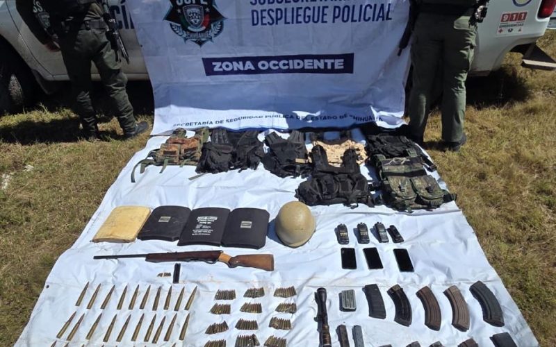 Detectan con drones presunto campamento criminal en Urique; SSPE asegura arma y granada