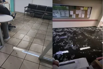 Lluvia y granizo provocan inundaciones en el Hospital 6 del IMSS en Juárez